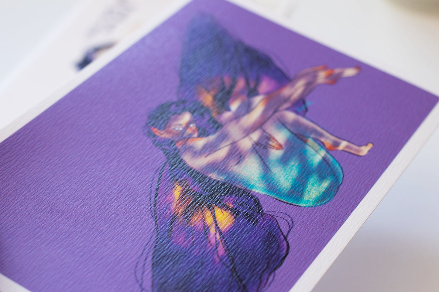 Cartes postales illustrées - fleurs et personnages