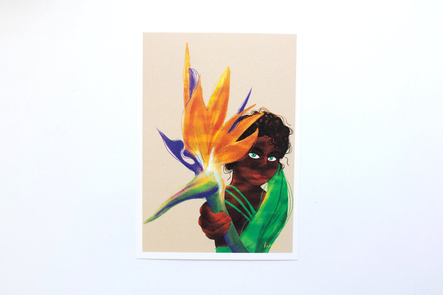 Cartes postales illustrées - fleurs et personnages