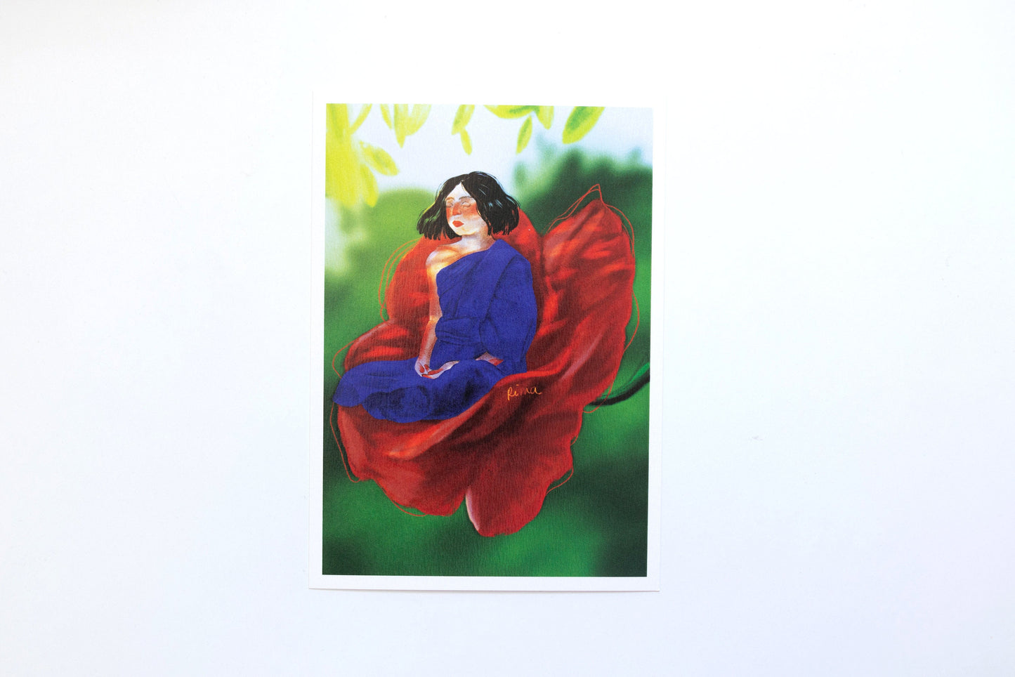Cartes postales illustrées - fleurs et personnages