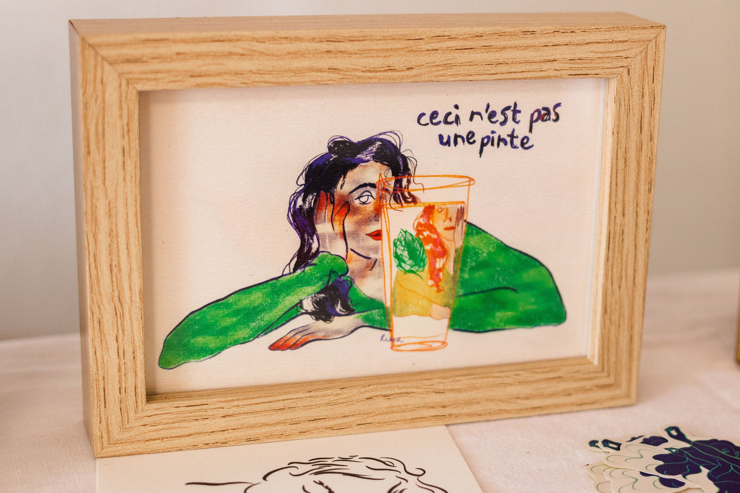 Cartes postales illustrées - fleurs et personnages