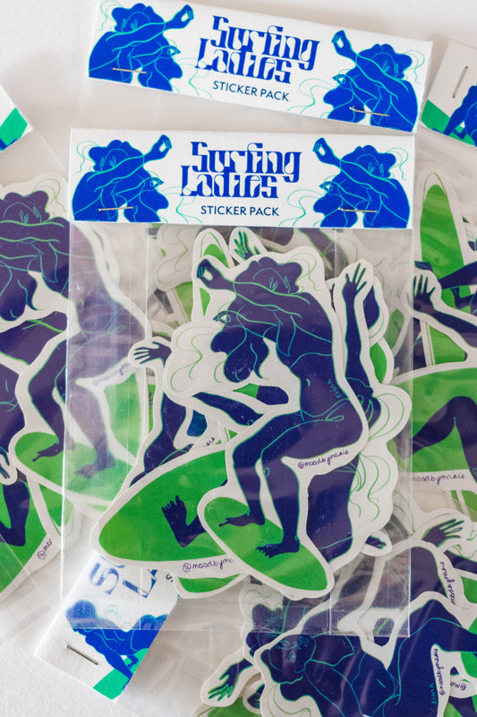 Pack de 5 stickers surfeuses